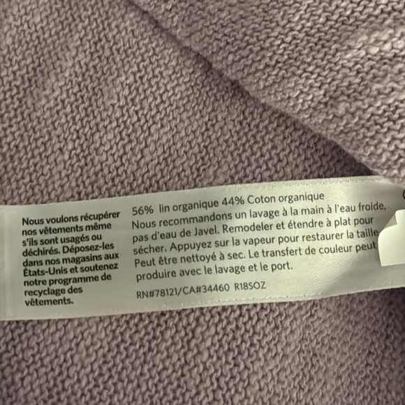 Eileen Fisher Organic Linen Cotton Slub Round Neck Top M L Lavender Purple Shirt - Picture 8 of 9